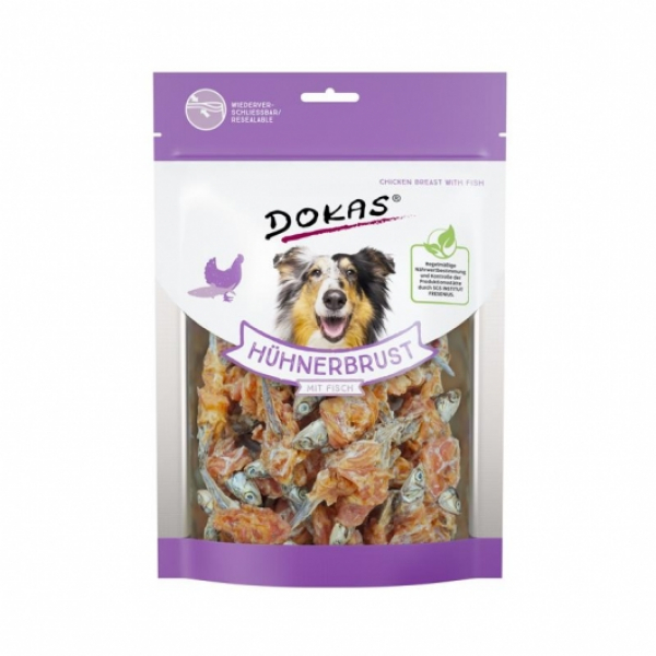 Dokas Hundesnack Hühnerbrust mit Fisch 220gr